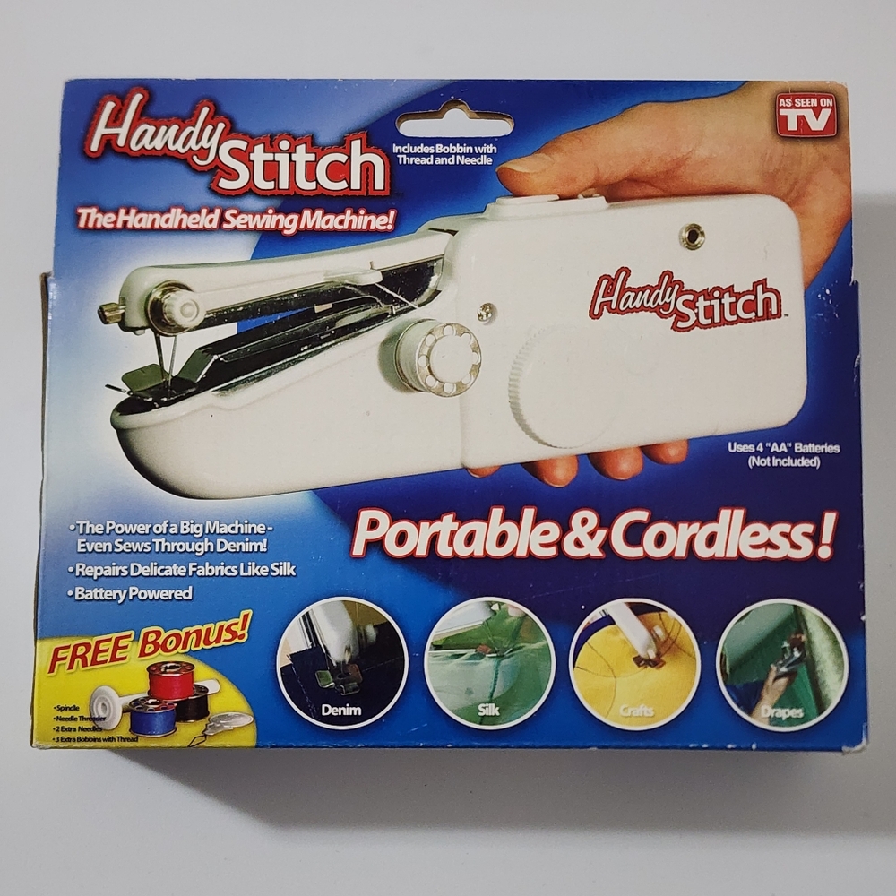 Handy Stitch Handheld Sewing Machine Uses Batteries Portable Cordess - Picture 3 of 7